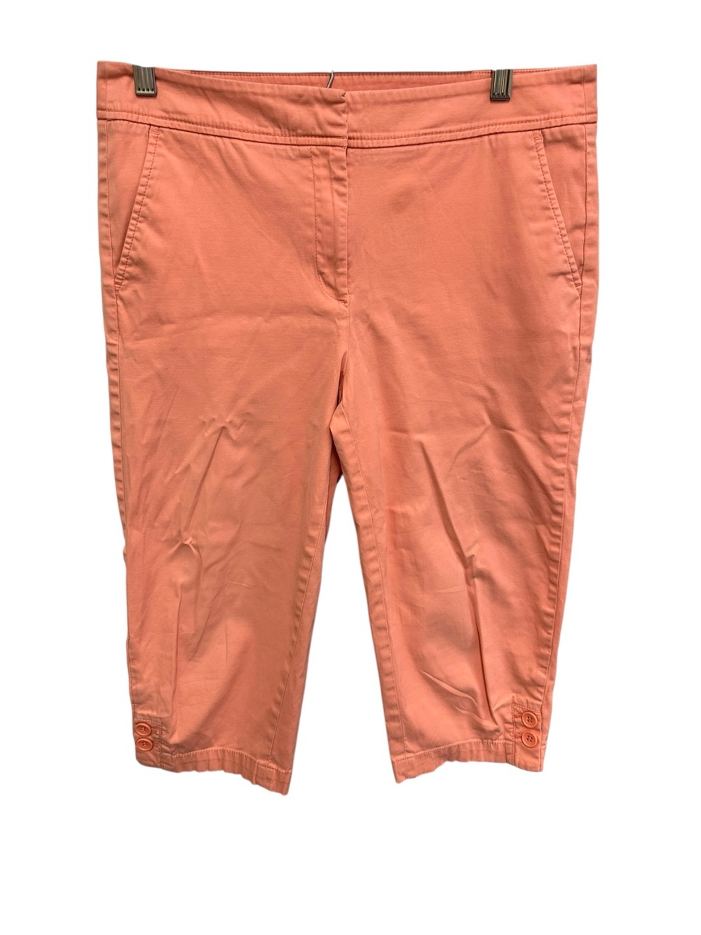 Talbots coral petal pusher cropped pants with button accents on legs Size 8